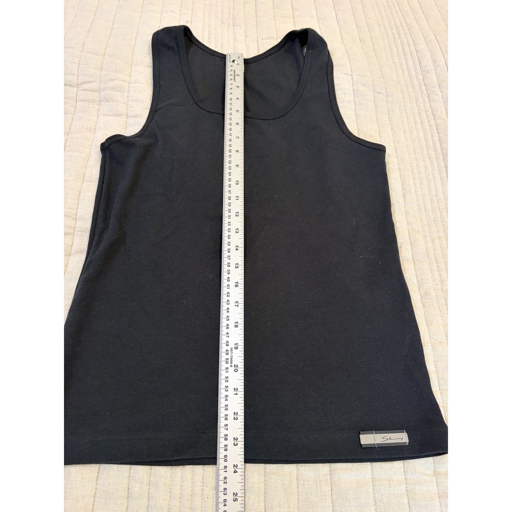 Skiny Women's Black Cotton Blend Tank Top Size M Basic Ribbed Sleeveless Tee - Picture 5 of 9